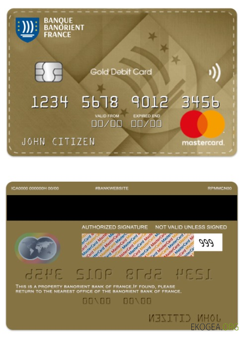 Mastercard de débit or de la Banque Banorient de France